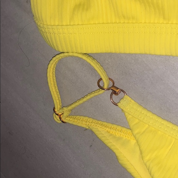 TWO PIECE MAFIA Bikini set yellow ribbed NWOT - Picture 3 of 5